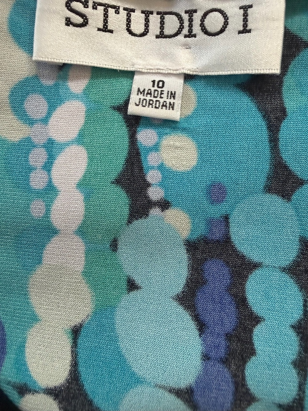 Studio I Black Dress with Teal, Aqua & Purple Dot Pattern and Black Bolero - Picture 5 of 5